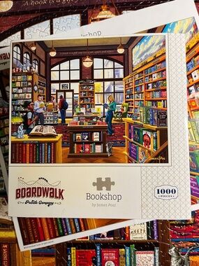 🧩 1000 piece Boardwalk “Bookshop” with poster. Vivid colors and detail. Complete